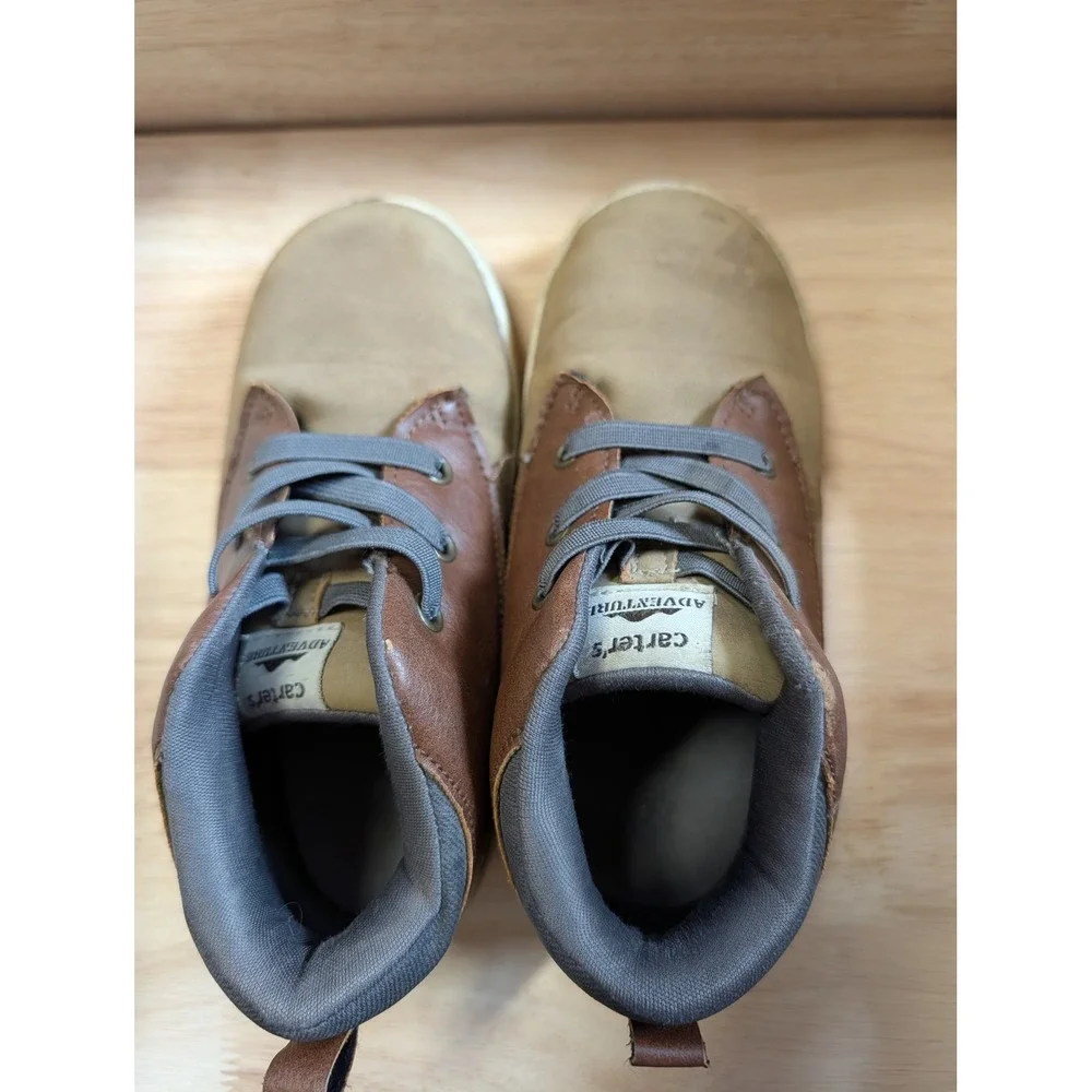 Carters Adventure Kids Brown Tan High Top Sneakers Size 12 Lace Up Casual Shoes